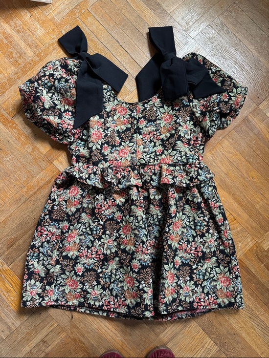 Sister Jane Dresses & Skirts - Sister Jane Black Floral Tie-Shoulder Mini Dress